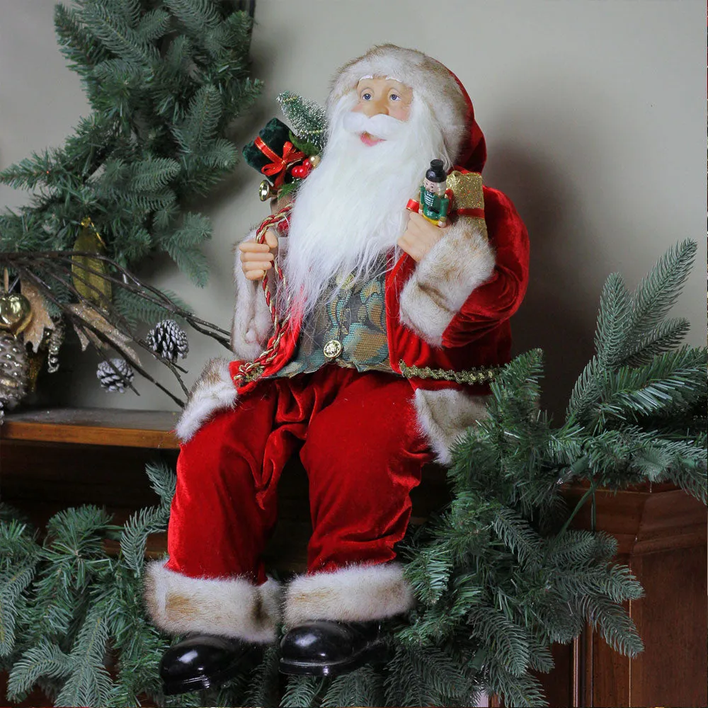 18" Chic Standing Santa Claus Christmas Figure with Gift Bag and Presents