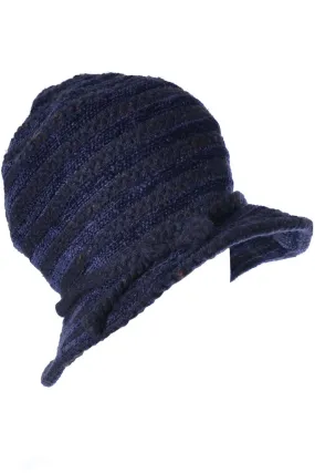 1980's Jacques le Corre Paris Vintage Hat Blue & Black Knit