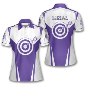 3D All Over Print Purple White Version Custom Archery Shirts for Women, Archery Polo Shirt