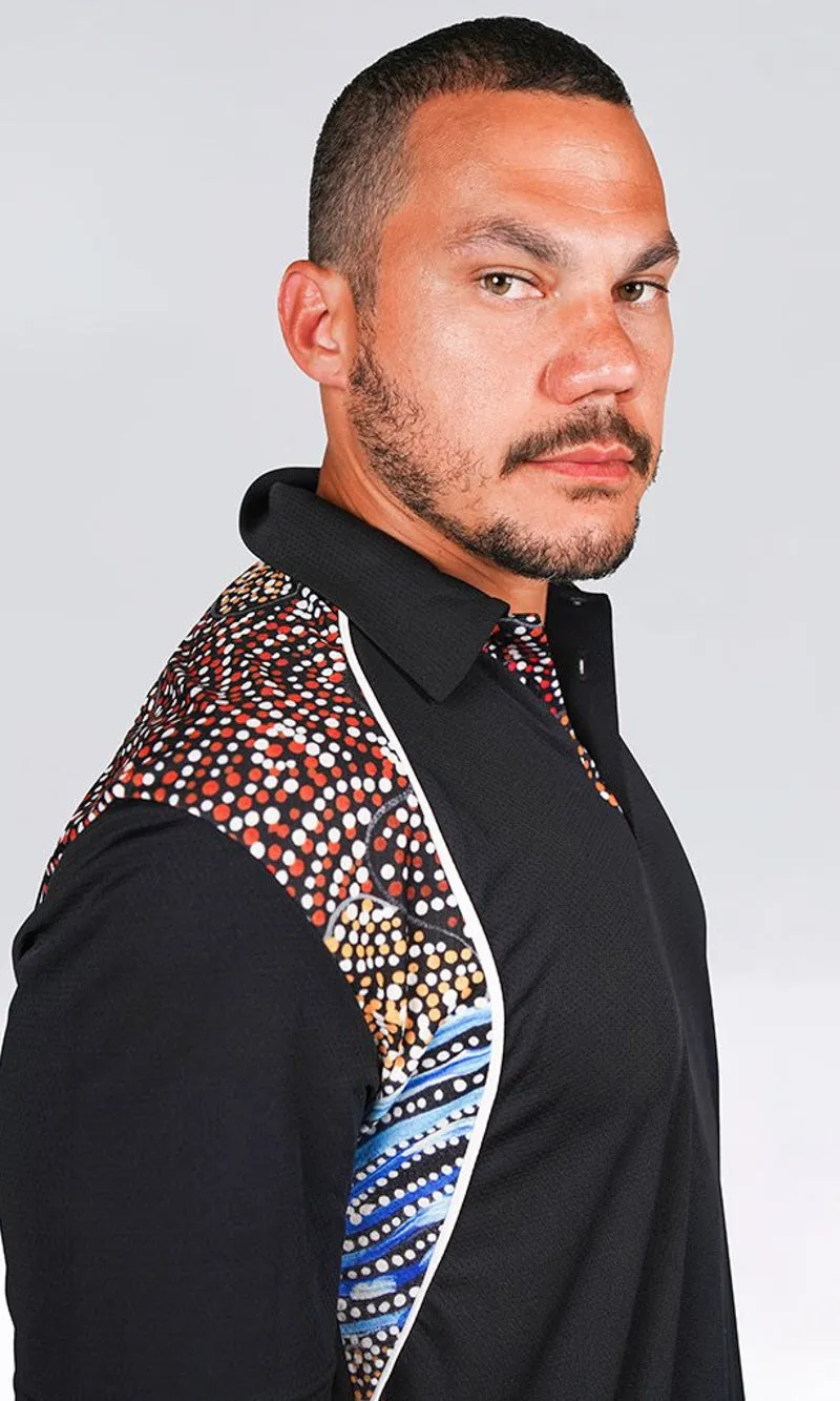 Aboriginal Art Unisex Mikanji Ngapa Bamboo Polo