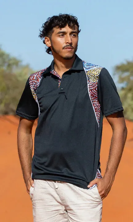 Aboriginal Art Unisex Mikanji Ngapa Bamboo Polo