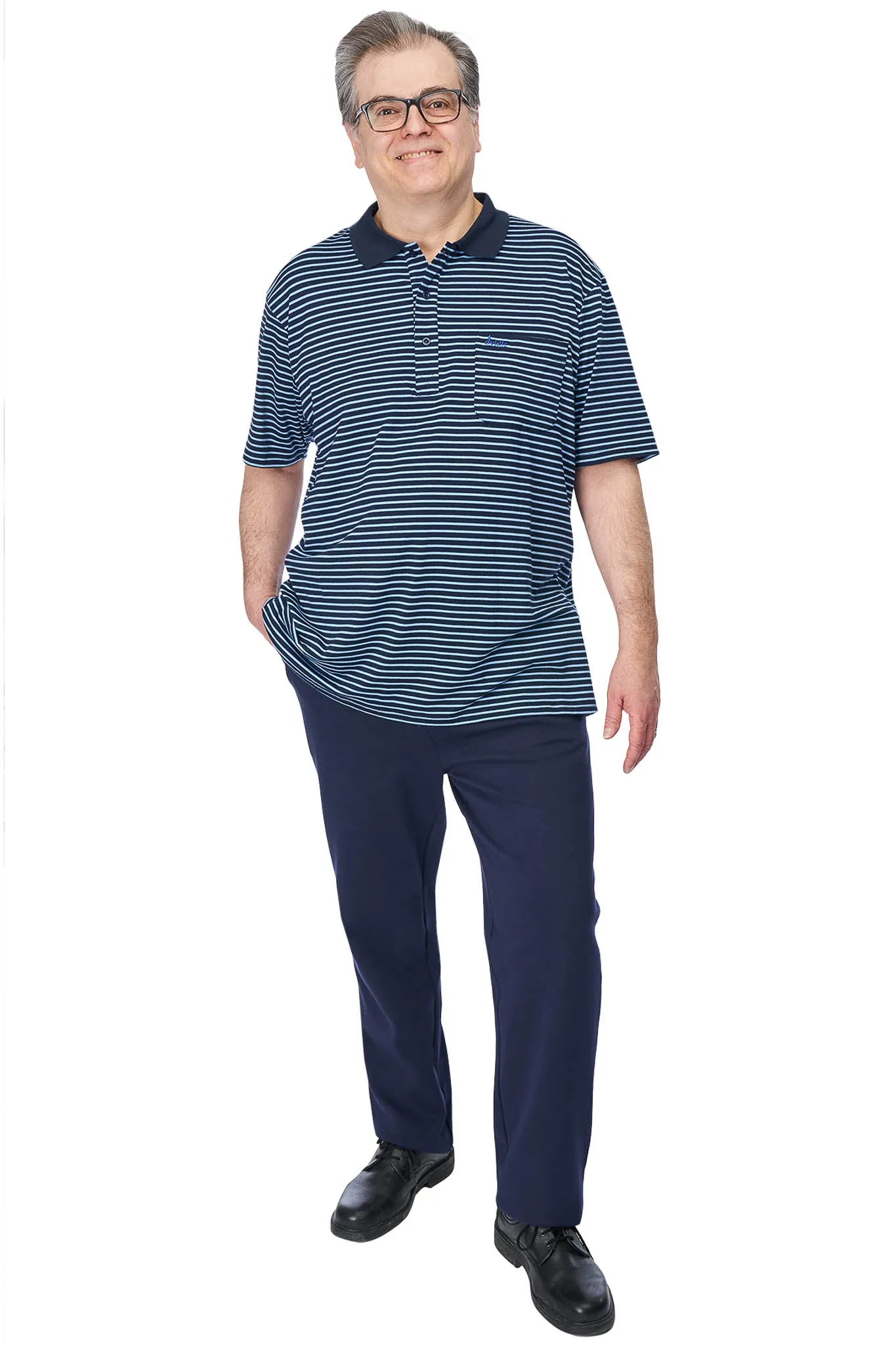 Adaptive Polo Shirt - Ralfie | Blue Stripes