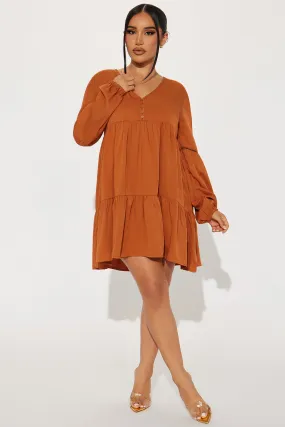 Alice Babydoll Mini Dress - Rust