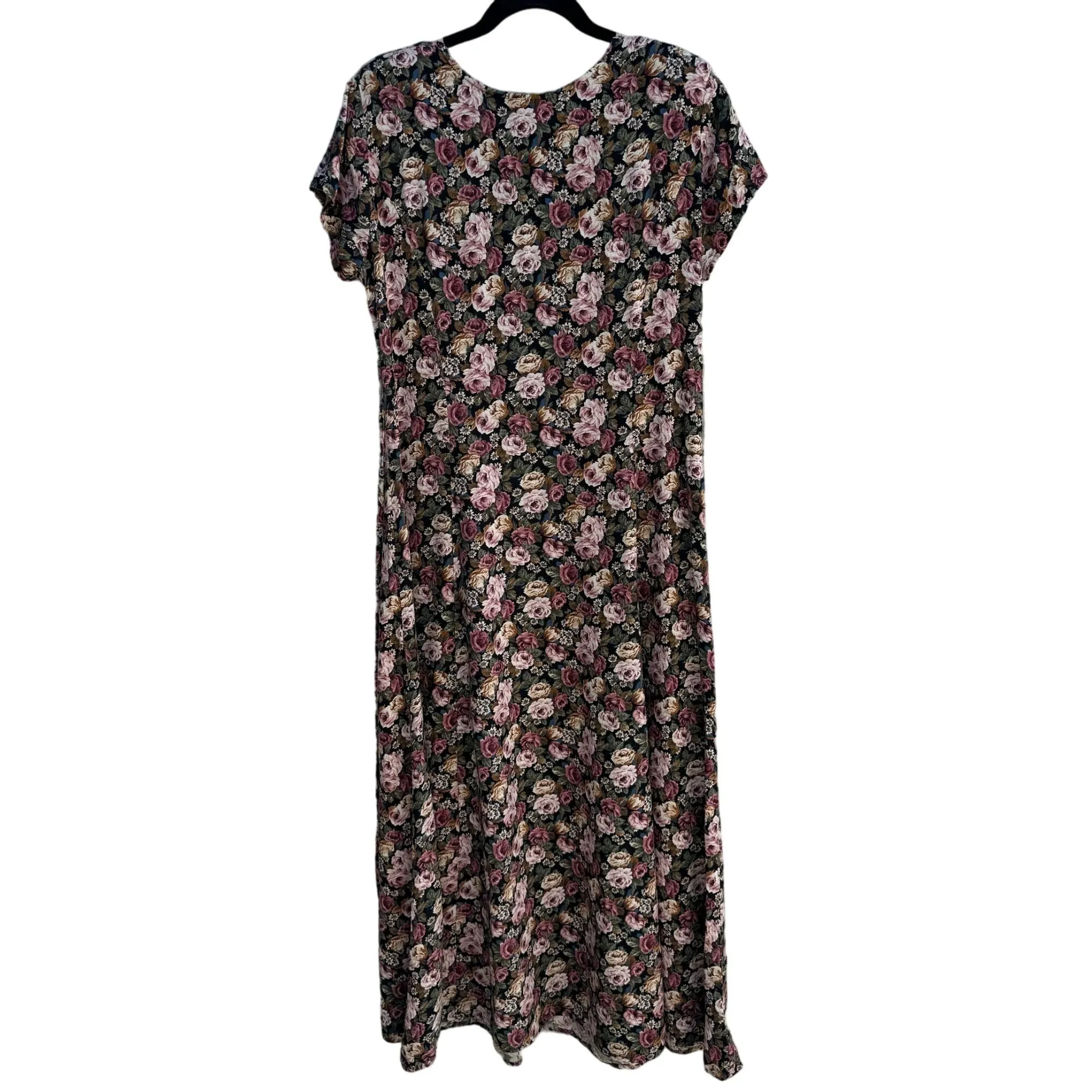 All That Jazz Vintage 80s Women's Empire Waist Floral V-Neck Maxi Dress - 11/12