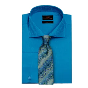 Aqua Paisley Patterned | Steven Land | French Cuff | Dress Shirt