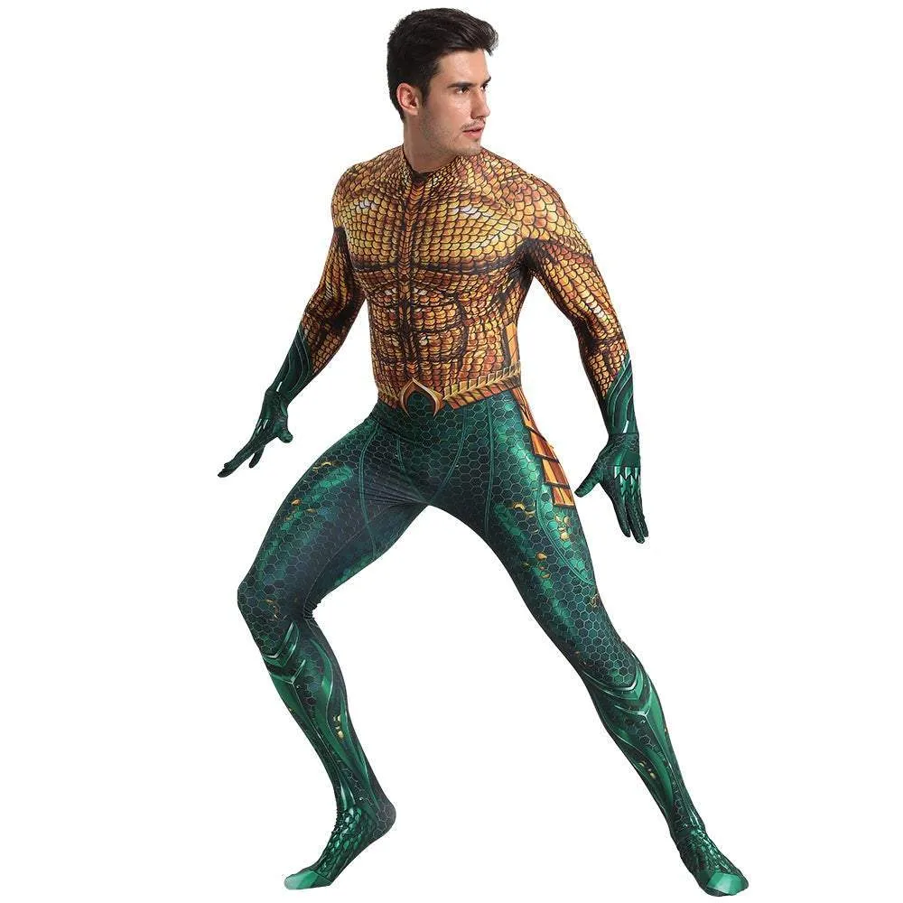 Aquaman 2 Costume Arthur Cosplay Bodysuit Halloween Fancy Cosplay Carnival Suit