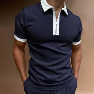 Aristocrat Short Sleeve Zip-Up Curved Hem Polo Shirts