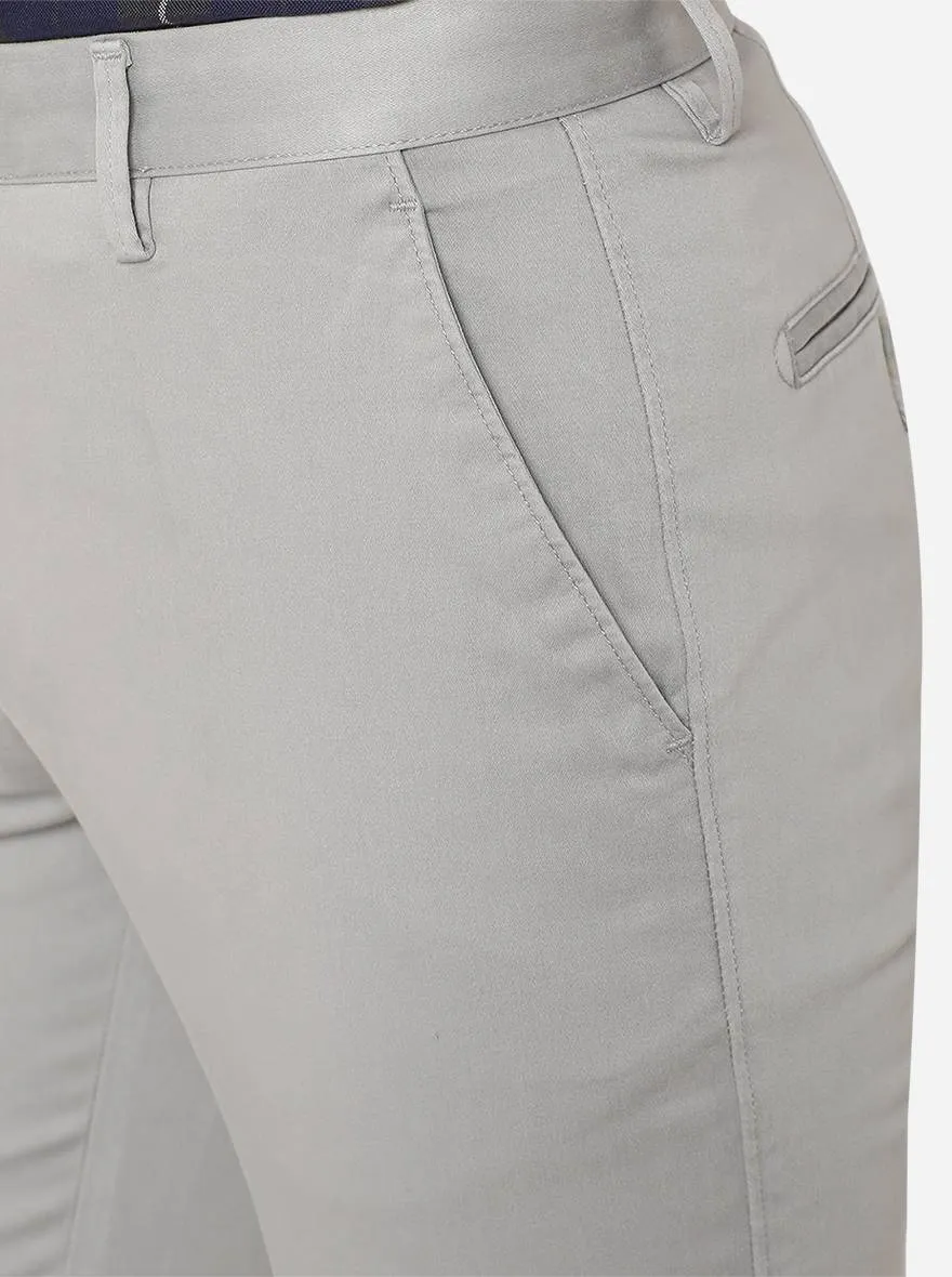 Ash Grey Solid Super Slim Fit Casual Trouser | Greenfibre