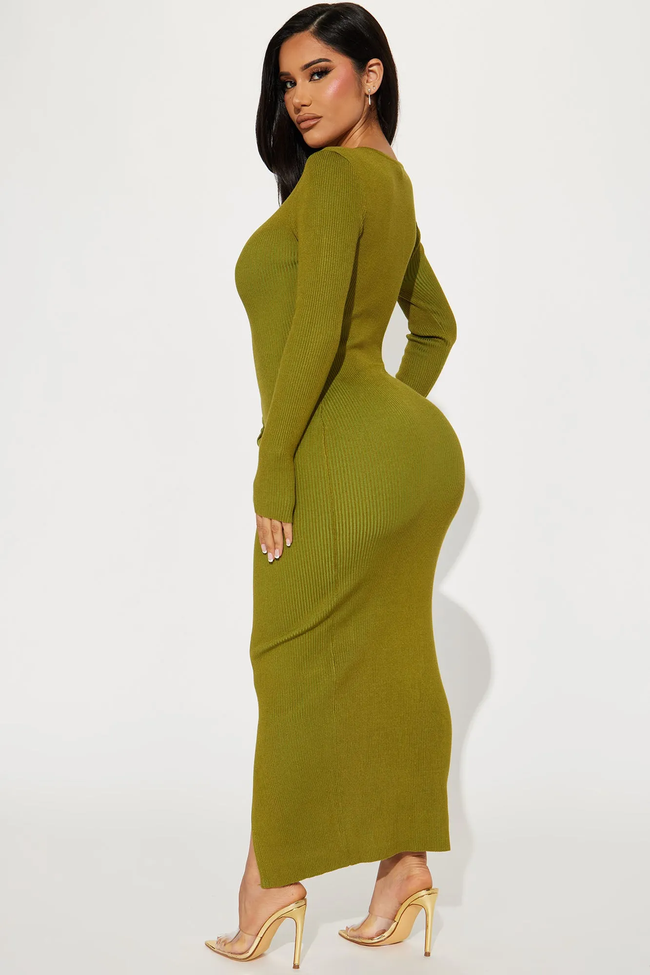 Audrie Ribbed Maxi Dress - Olive