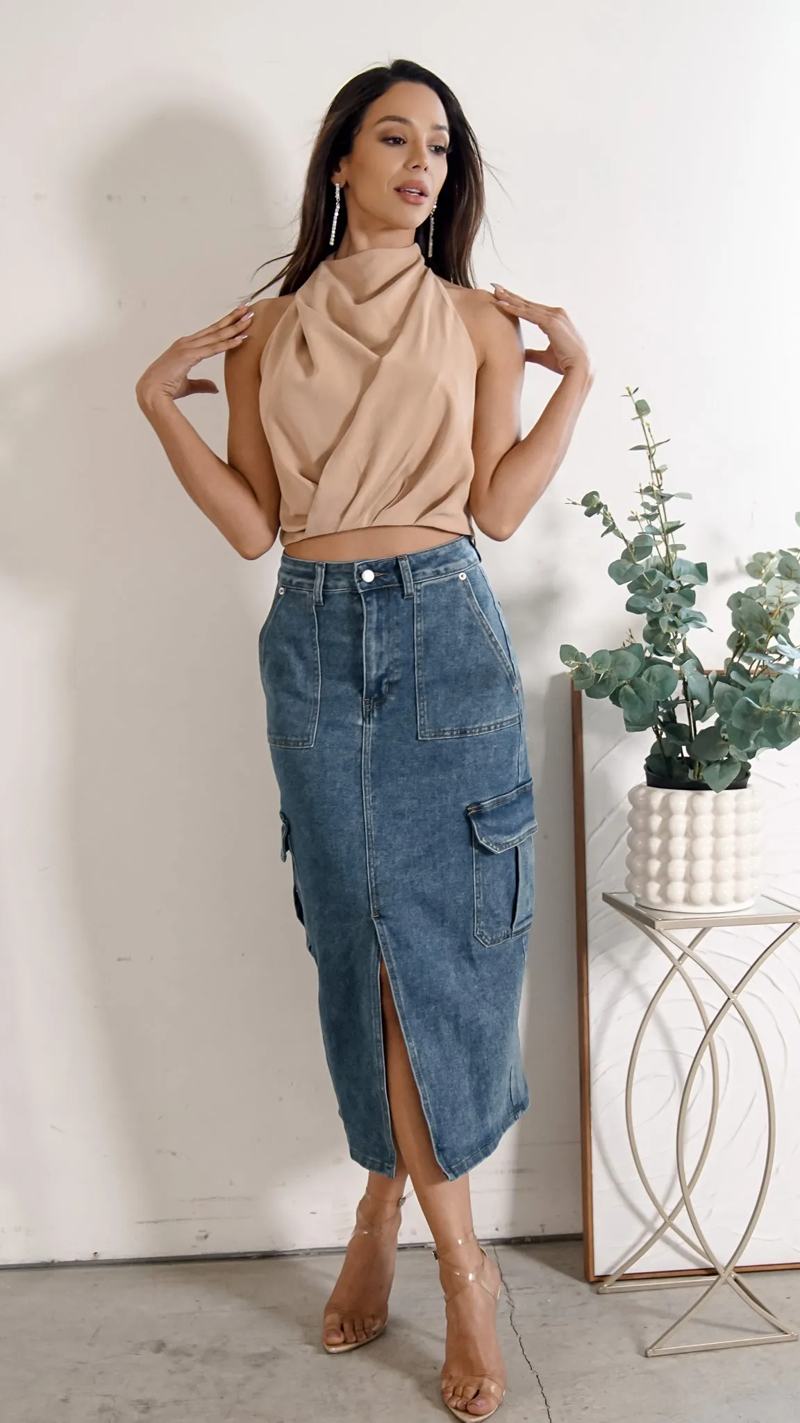 Azalea Denim Maxi Tube Skirt