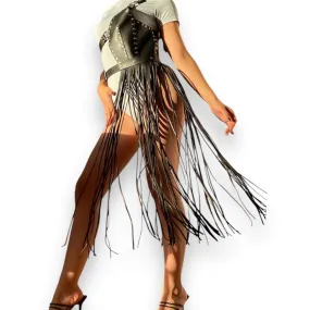 Black Long Fringe Tassel Body Harness