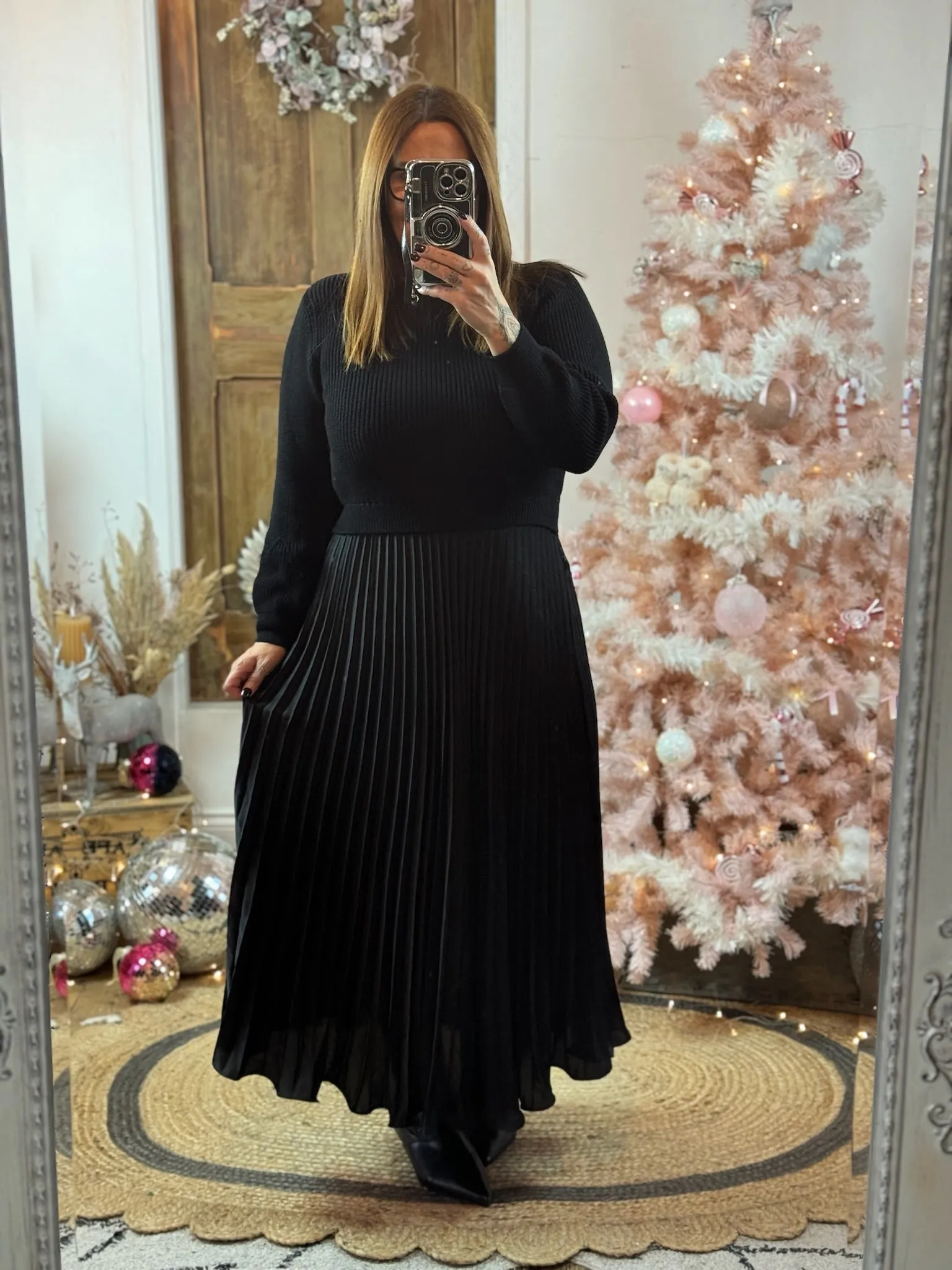 Black Sylvie Pleated Jumper Style Maxi Dress