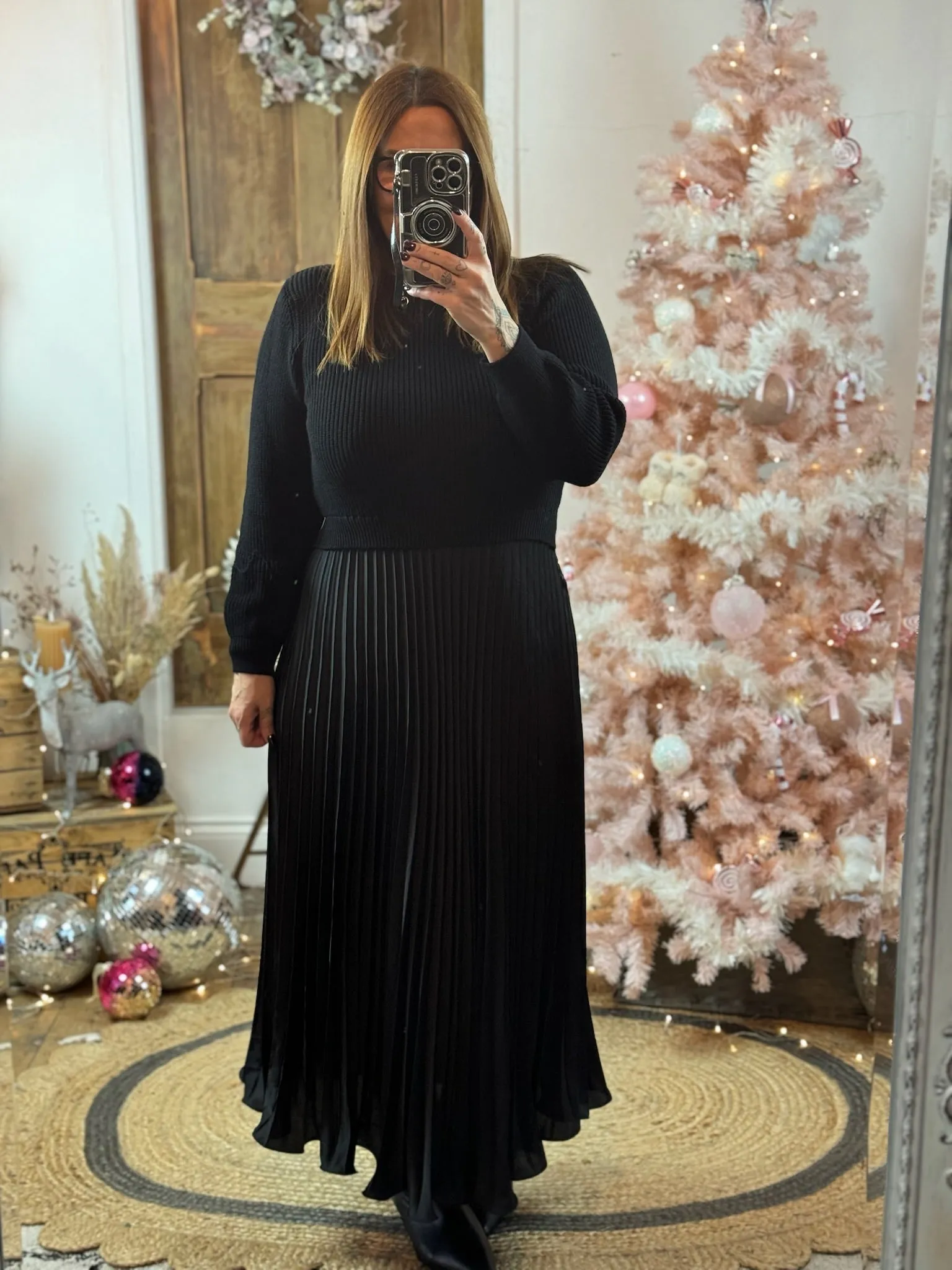 Black Sylvie Pleated Jumper Style Maxi Dress