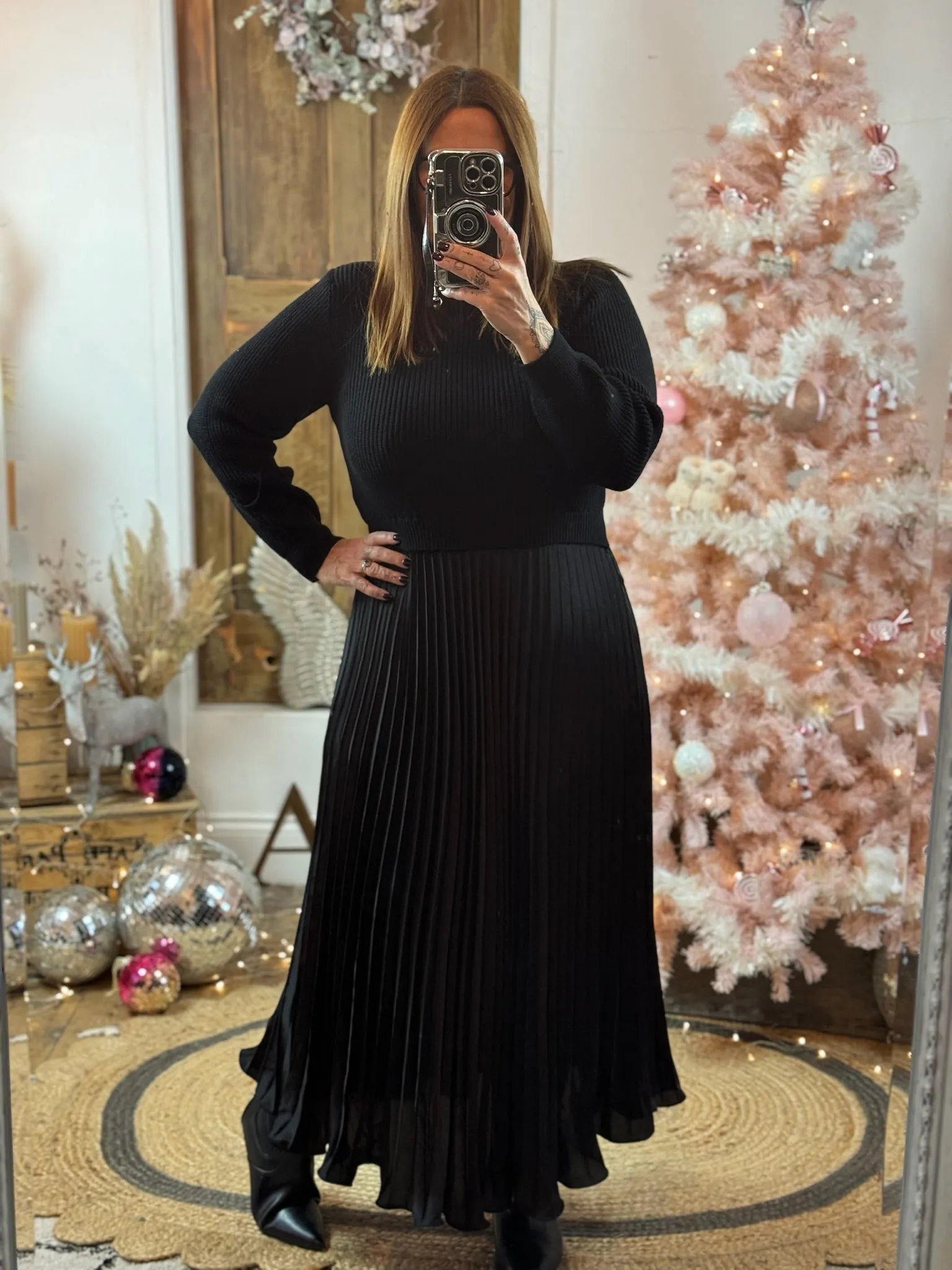 Black Sylvie Pleated Jumper Style Maxi Dress