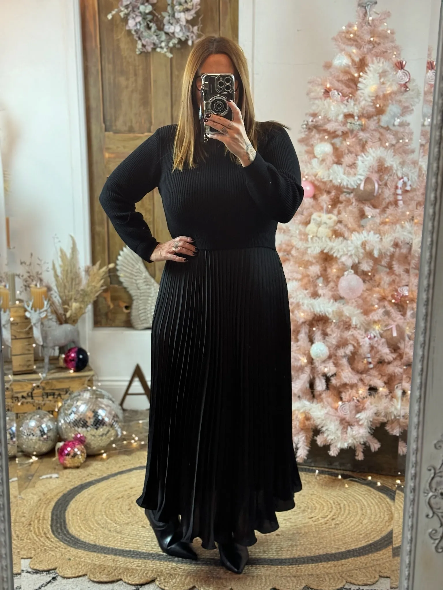 Black Sylvie Pleated Jumper Style Maxi Dress