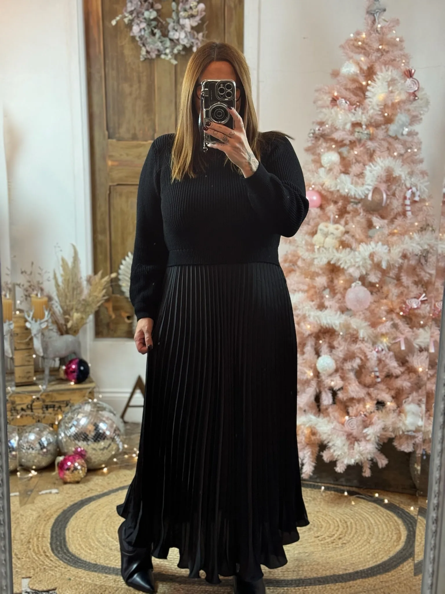 Black Sylvie Pleated Jumper Style Maxi Dress