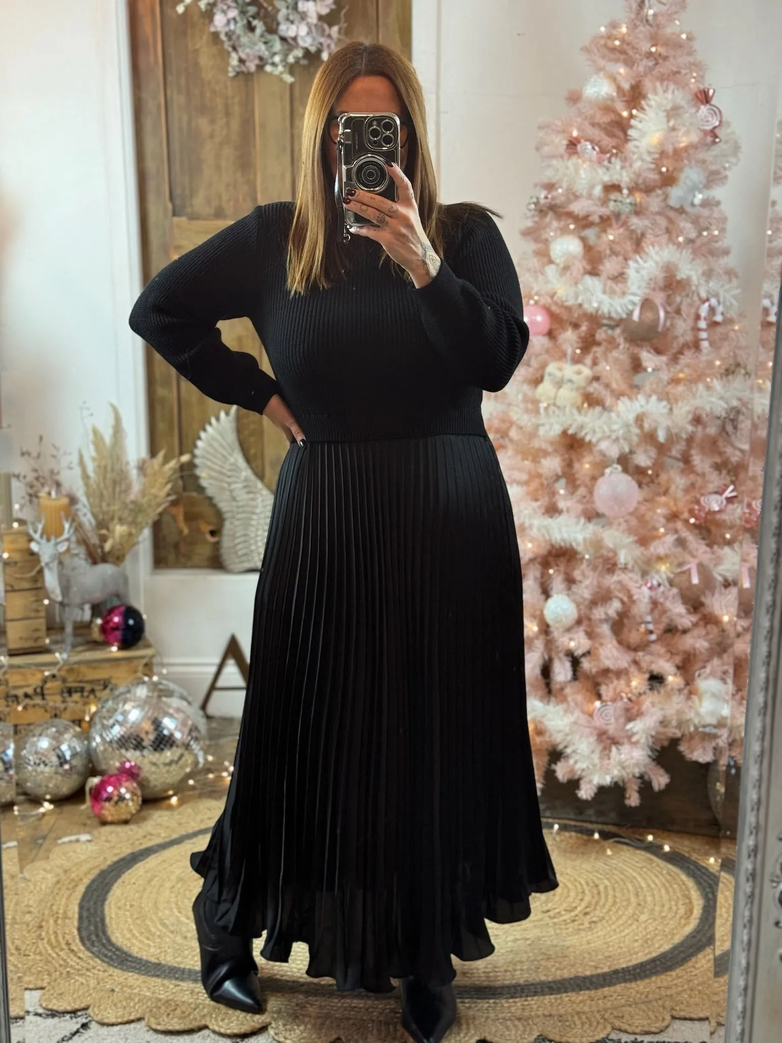 Black Sylvie Pleated Jumper Style Maxi Dress