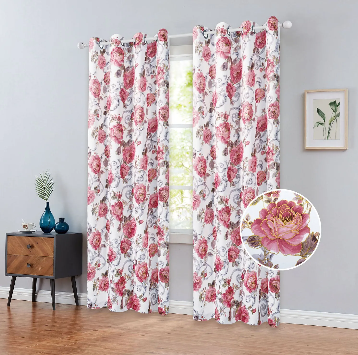 Blackout Thermal Insulated Room Darkening Grommet Top Window Curtain Panel, 81051