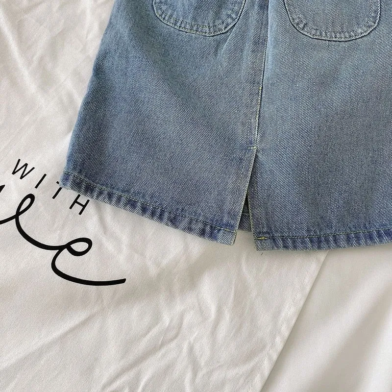 Blue Denim Maxi Skirt for Girls