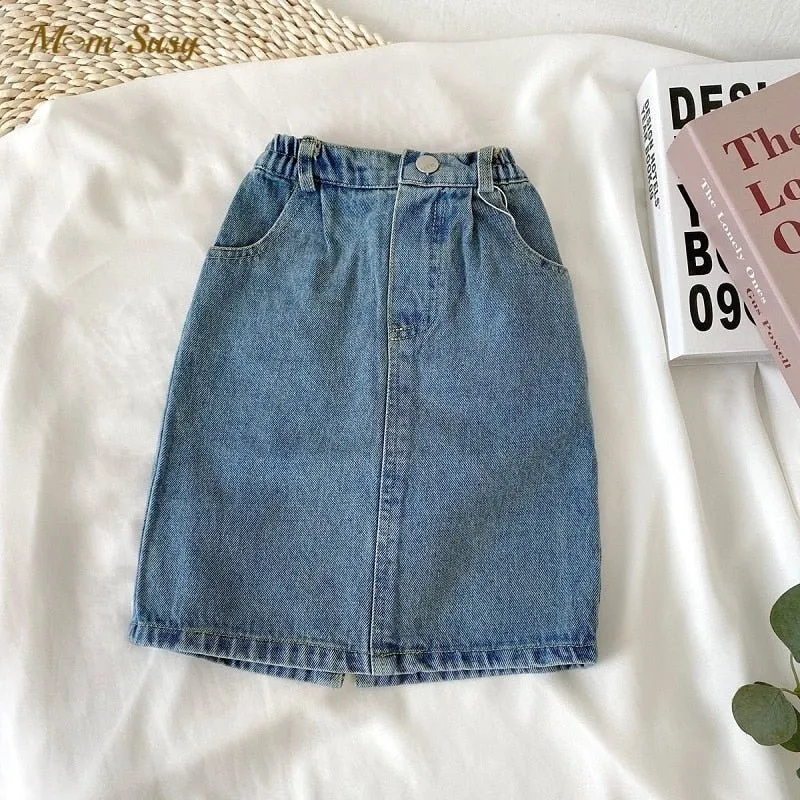 Blue Denim Maxi Skirt for Girls