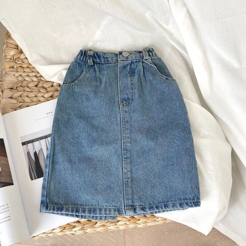 Blue Denim Maxi Skirt for Girls