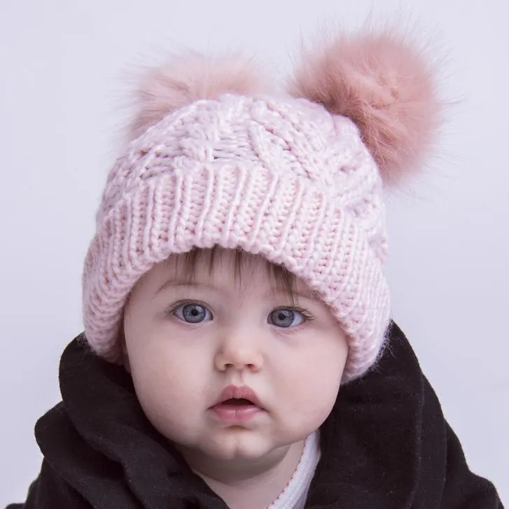 Blush Pink Fluffer Beanie Hat for Babies, Toddlers & Kids