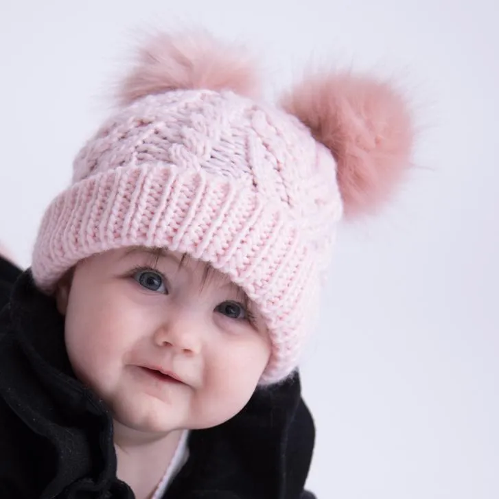 Blush Pink Fluffer Beanie Hat for Babies, Toddlers & Kids