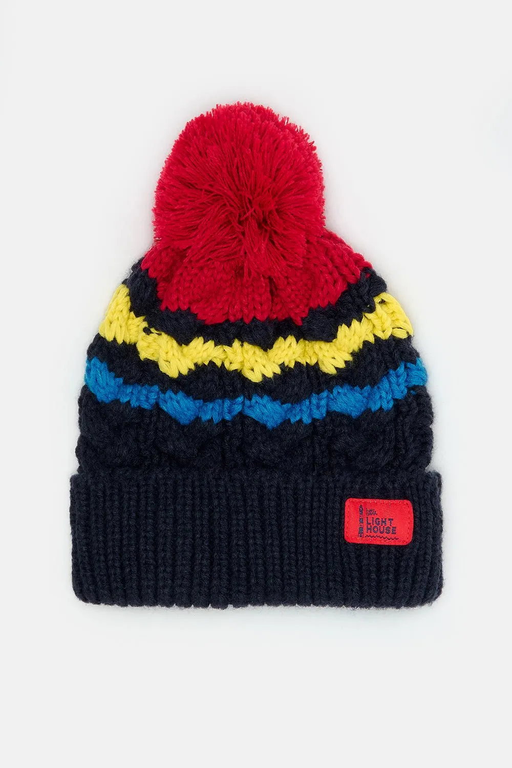 Bobbie Bobble Hat - Navy Red