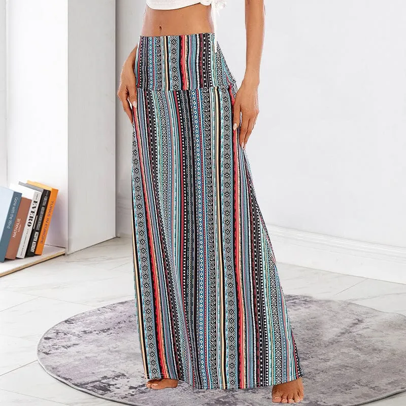 Bohemian High Waisted Maxi Skirt