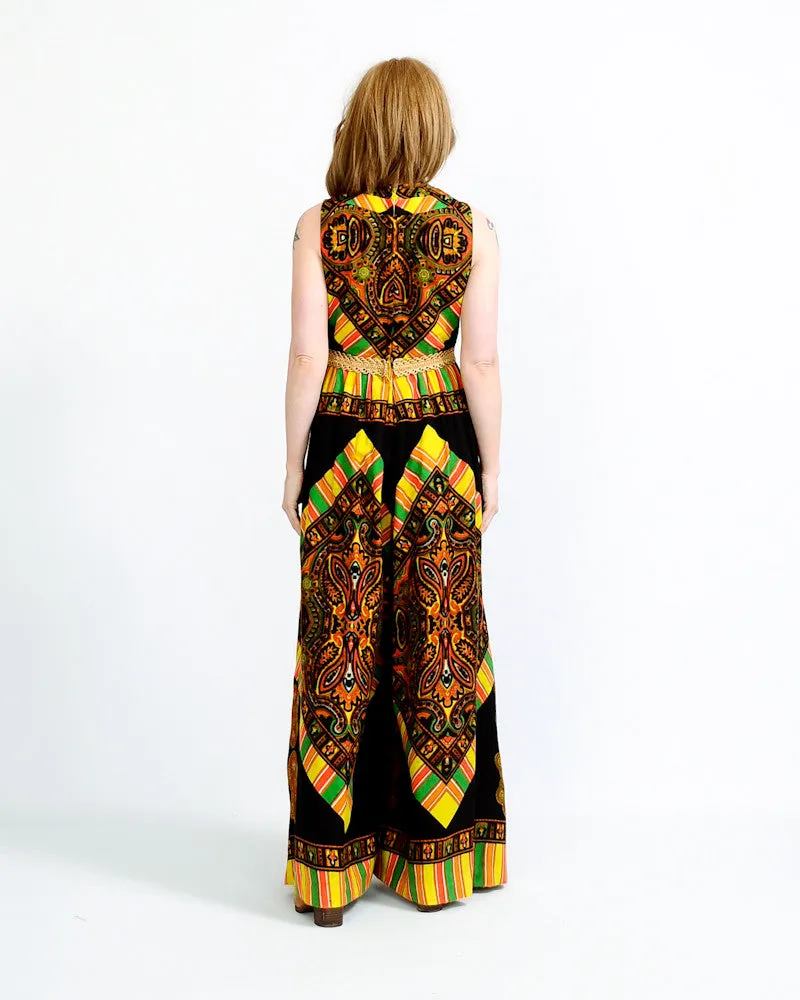 Bohemian Scarf Print Jumpsuit