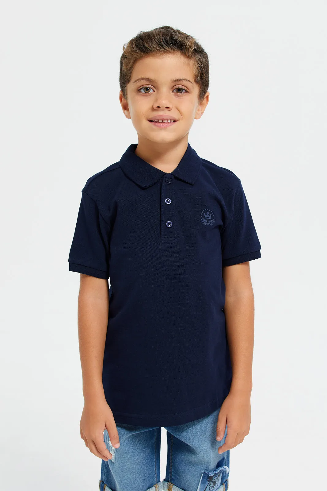 Boys Blue And Navy Polo Shirt Set (Pack Of 2)