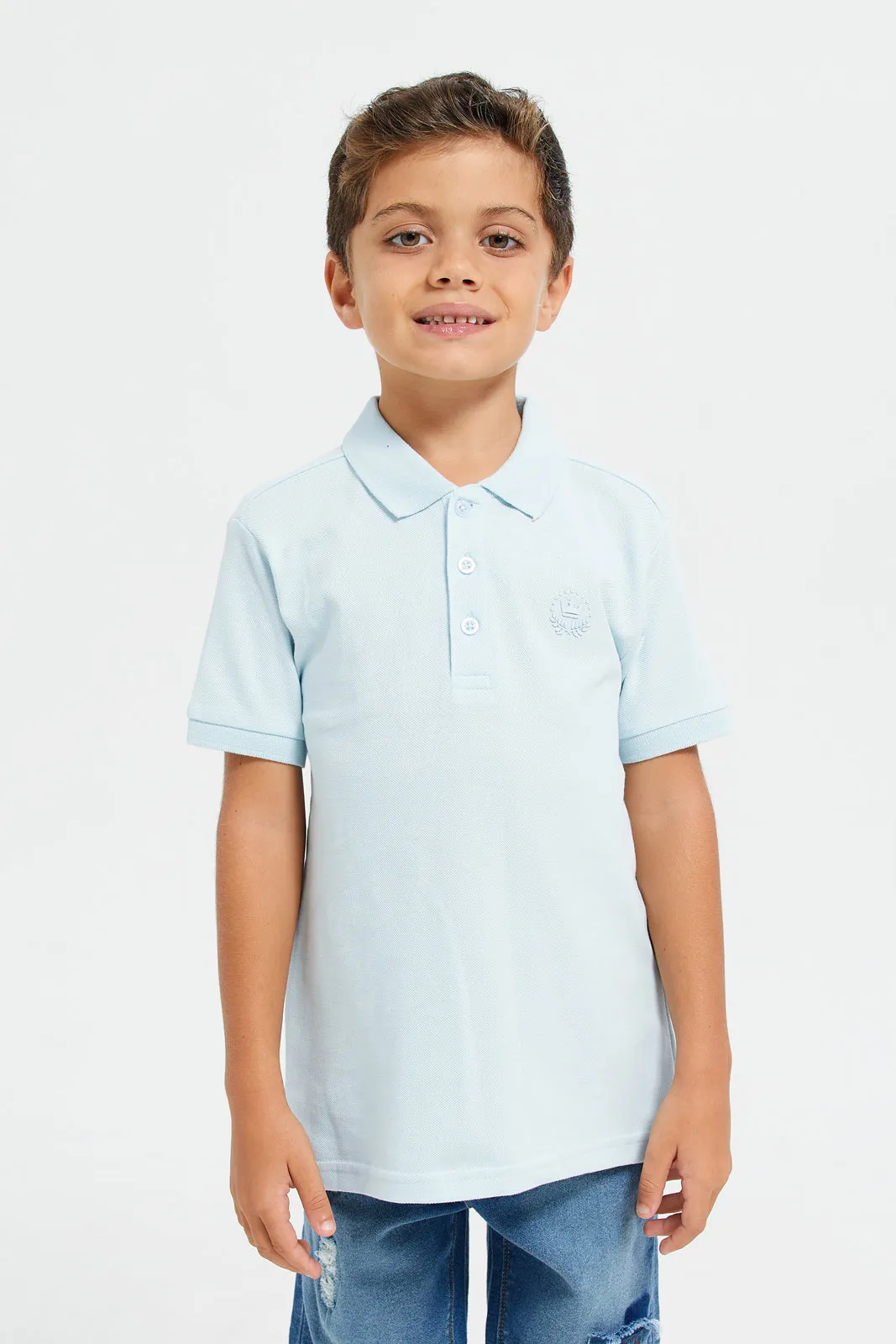 Boys Blue And Navy Polo Shirt Set (Pack Of 2)