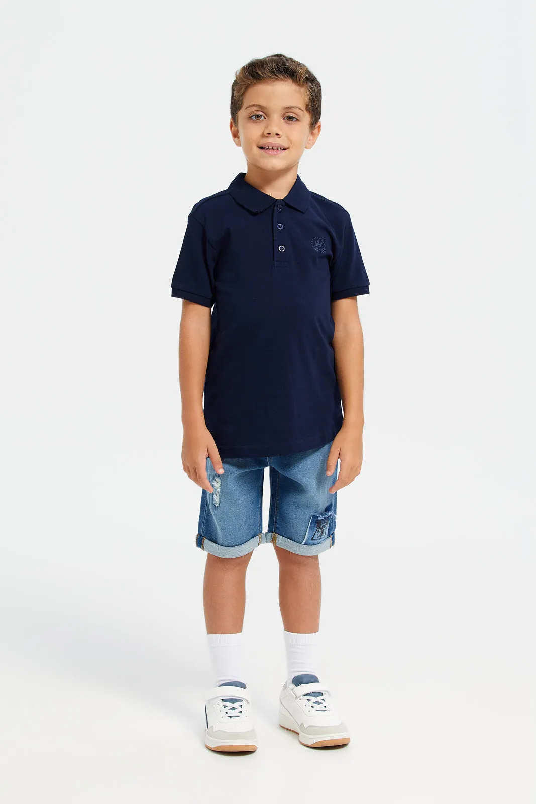 Boys Blue And Navy Polo Shirt Set (Pack Of 2)