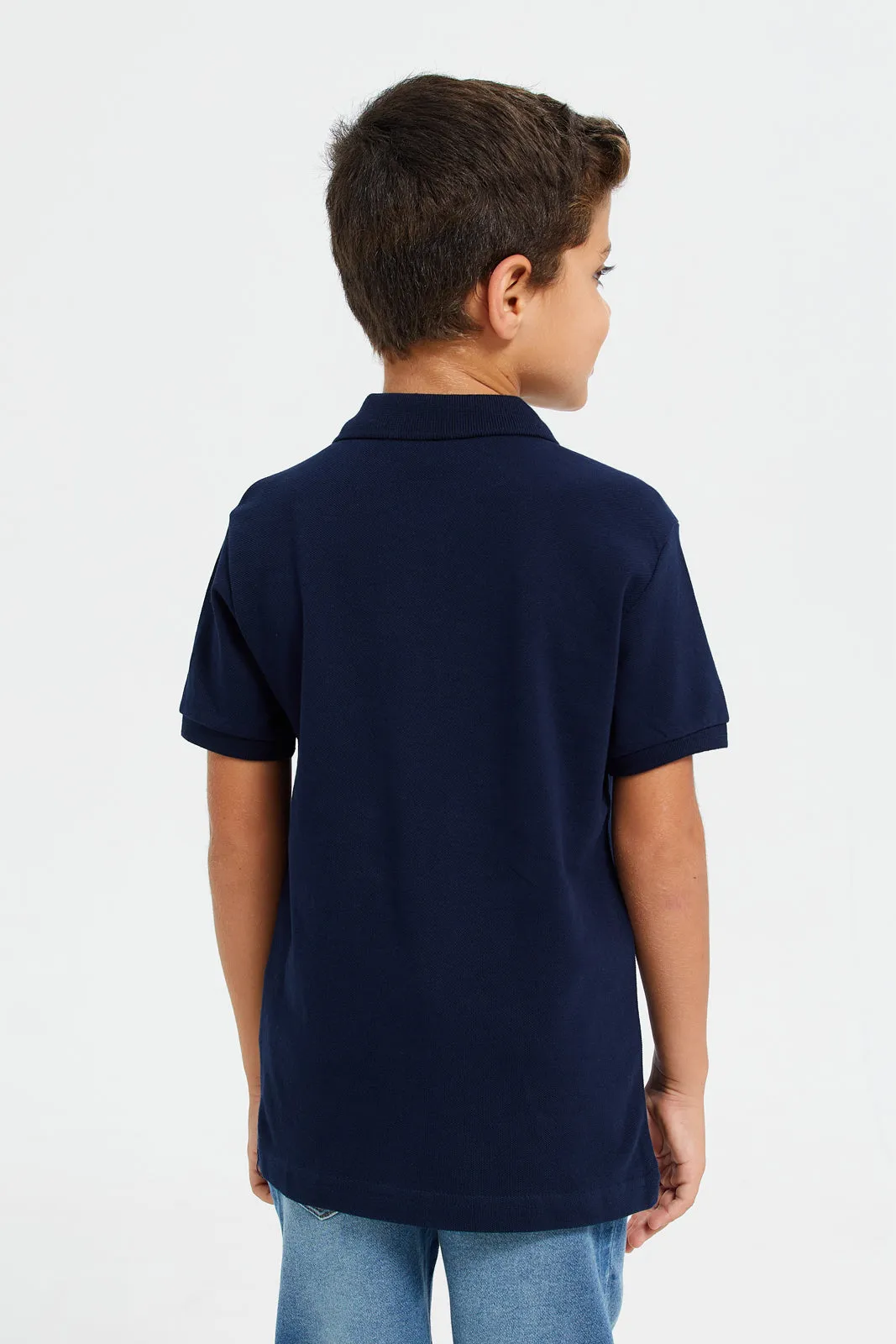 Boys Blue And Navy Polo Shirt Set (Pack Of 2)