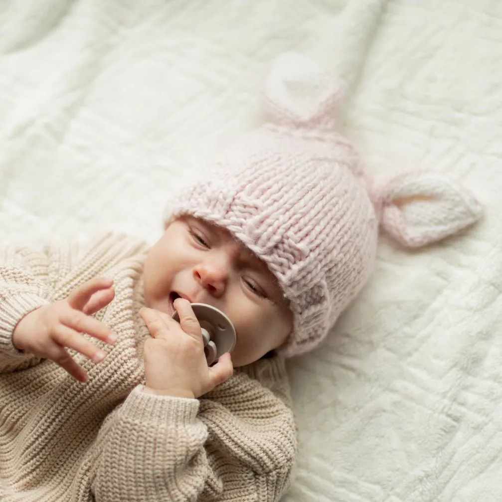 Bunny Ears Blush Beanie Hat