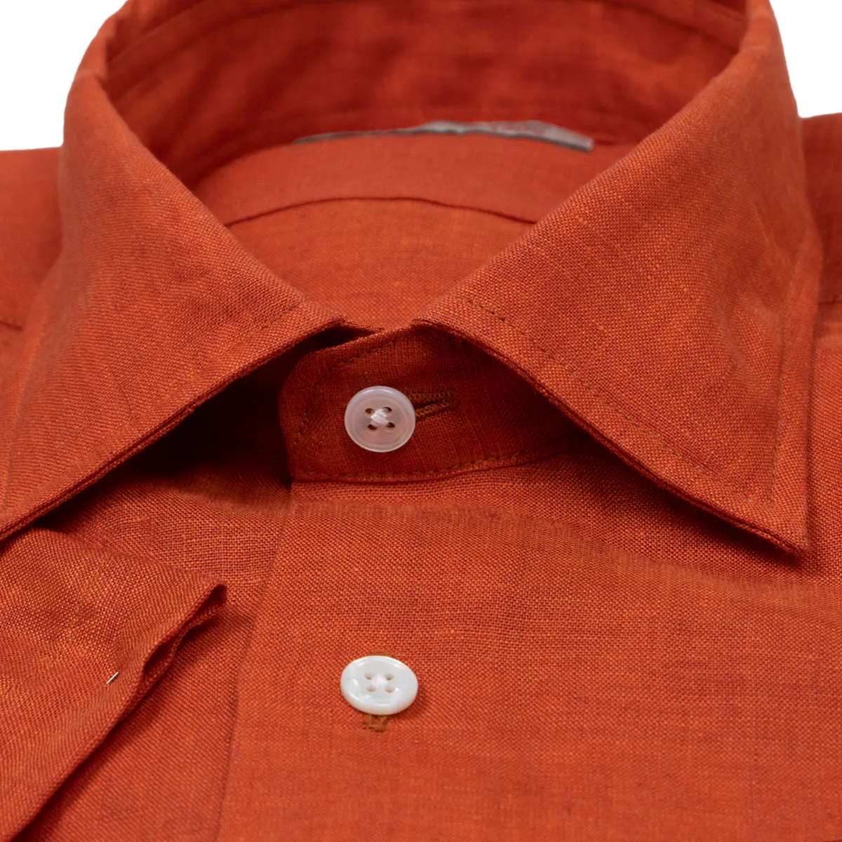 Burnt Orange Linen Short Sleeve Shirt