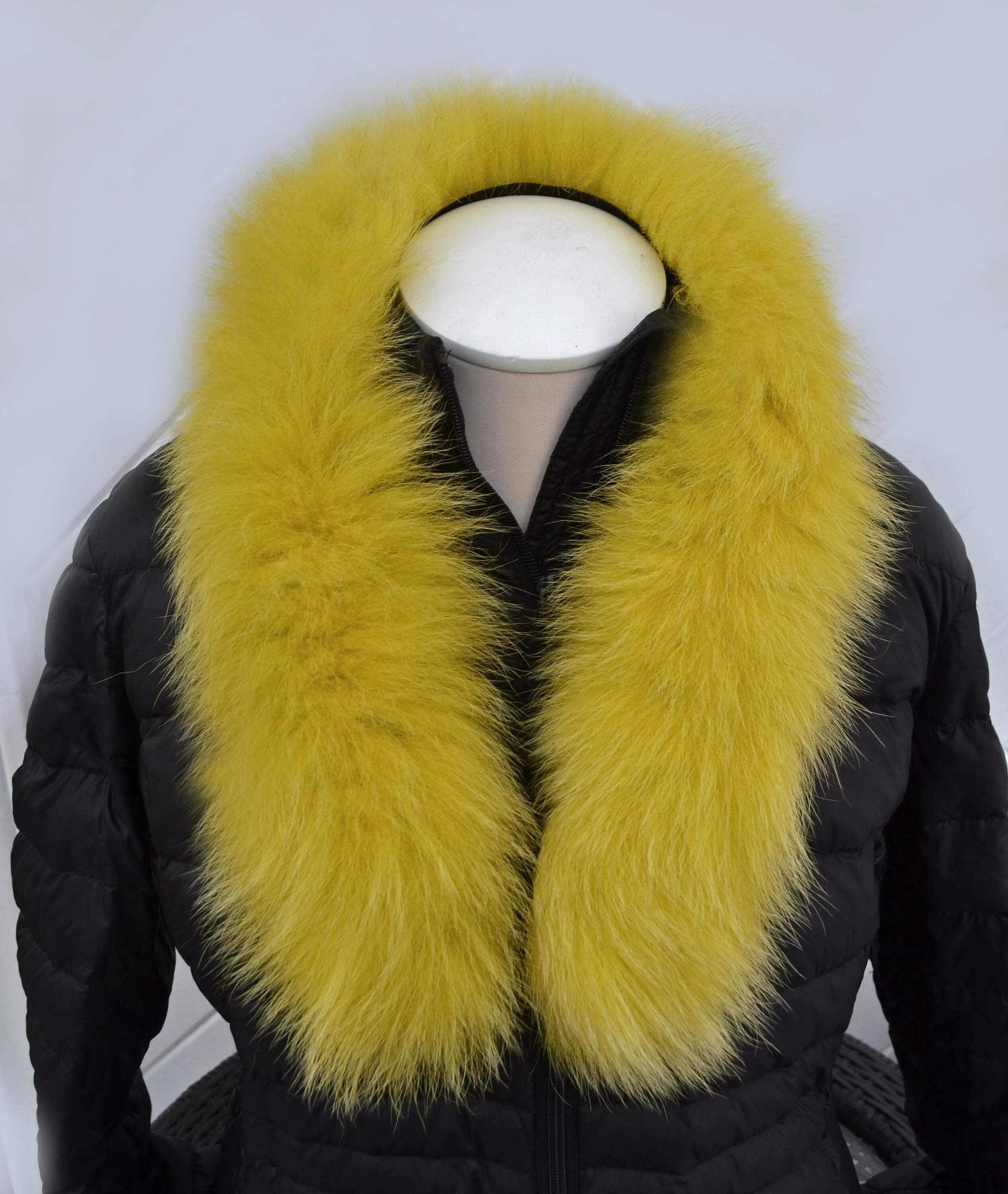 BY ORDER, Real Fox Fur (Tail) Trim Hood, Fur collar trim, Fox Fur Collar, Fur Scarf, Fur Ruff, Fur Hood, Fur stripe, Coat Trim, Yellow