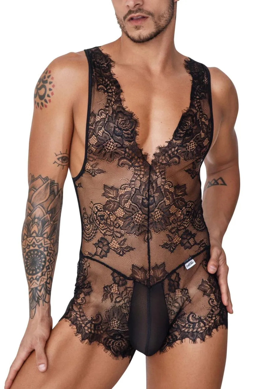 CandyMan 99743 Lace Bodysuit Color Black