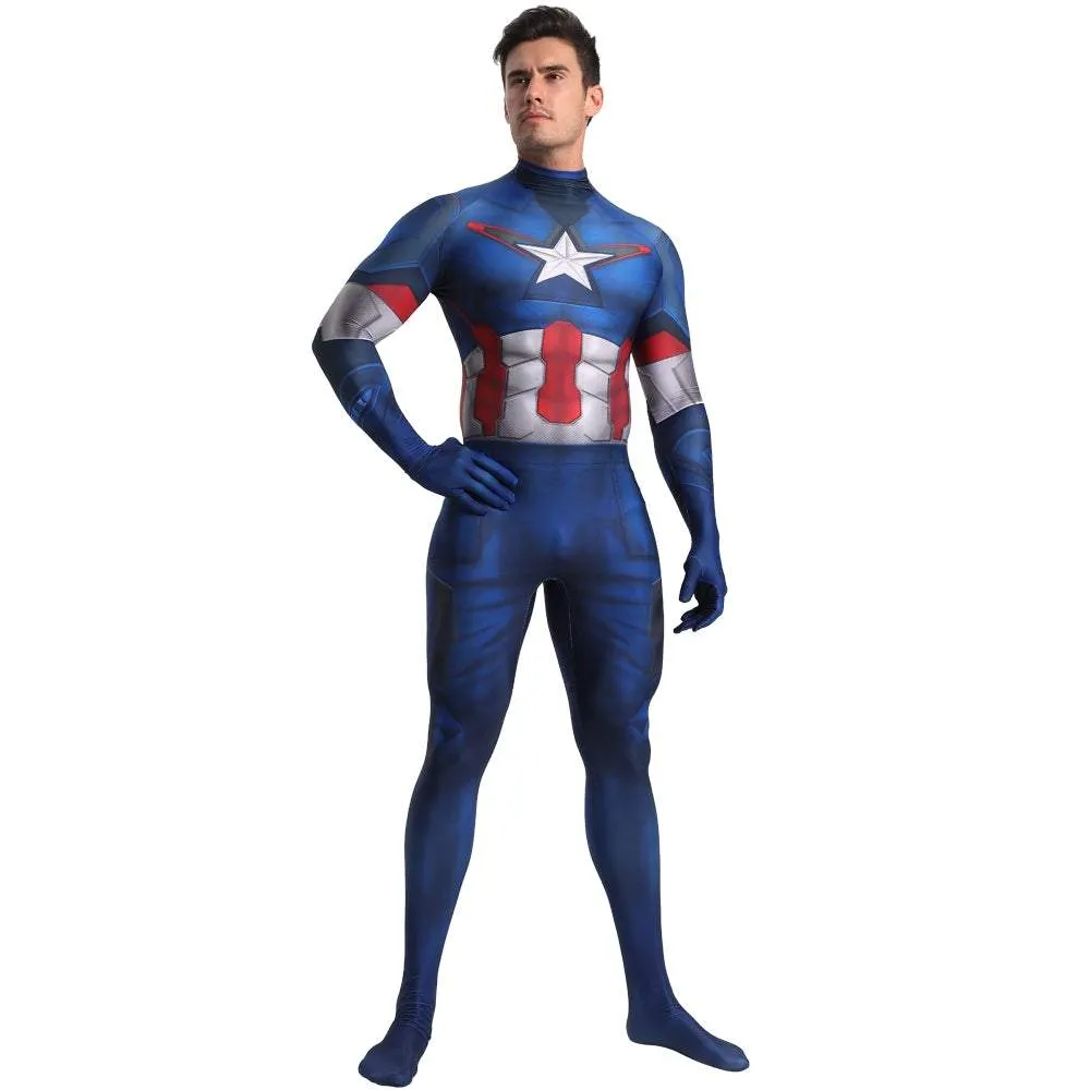 Captain America Outfits Halloween Cosplay Costume Bodysuit