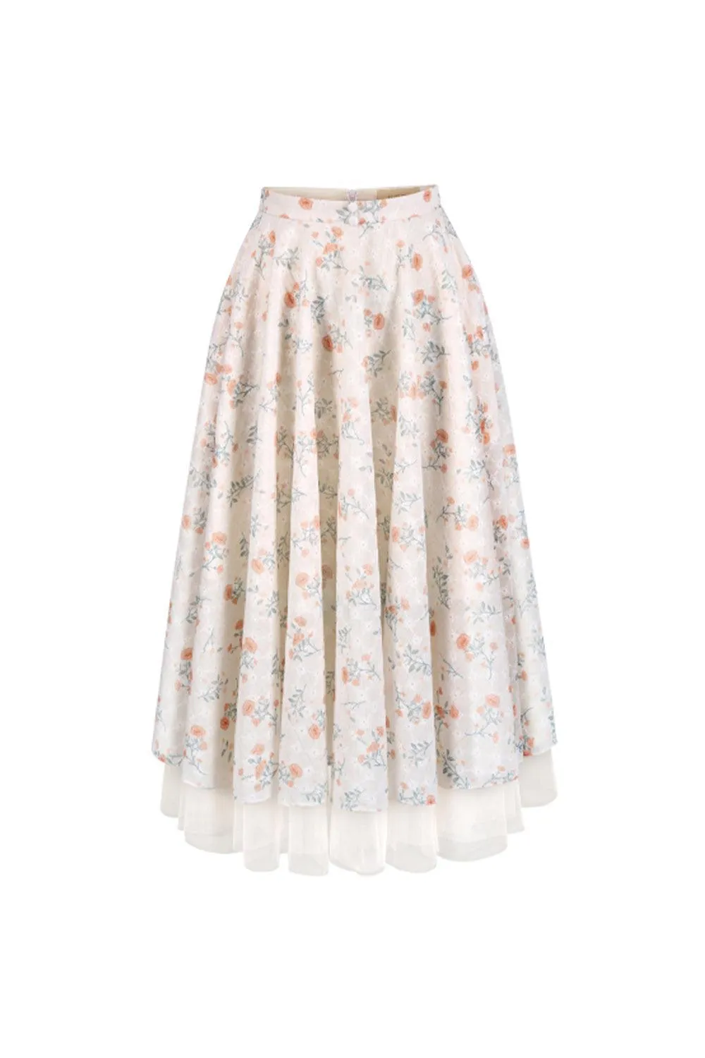 Carmen Layered Draped Polyester Chiffon Midi Skirt