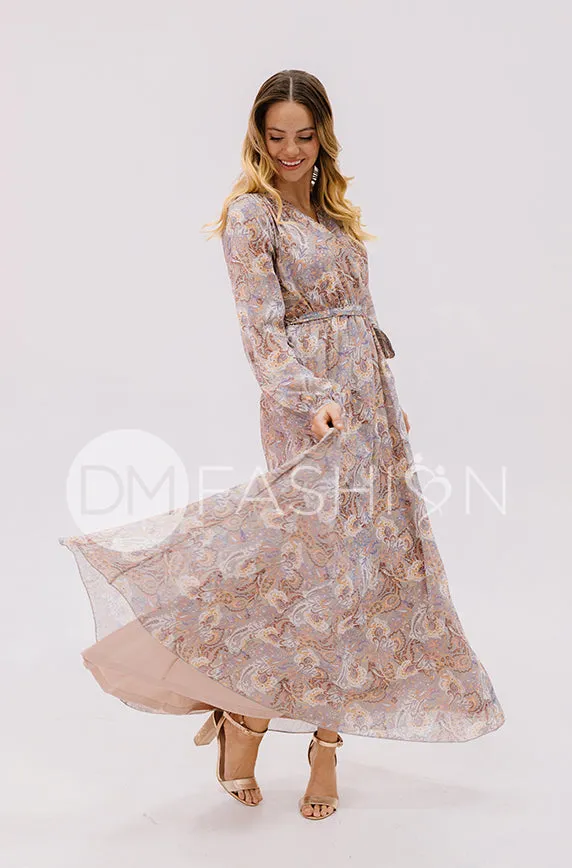 Chanel Gray Décor Floral Maxi - DM Exclusive - Nursing Friendly - Maternity Friendly