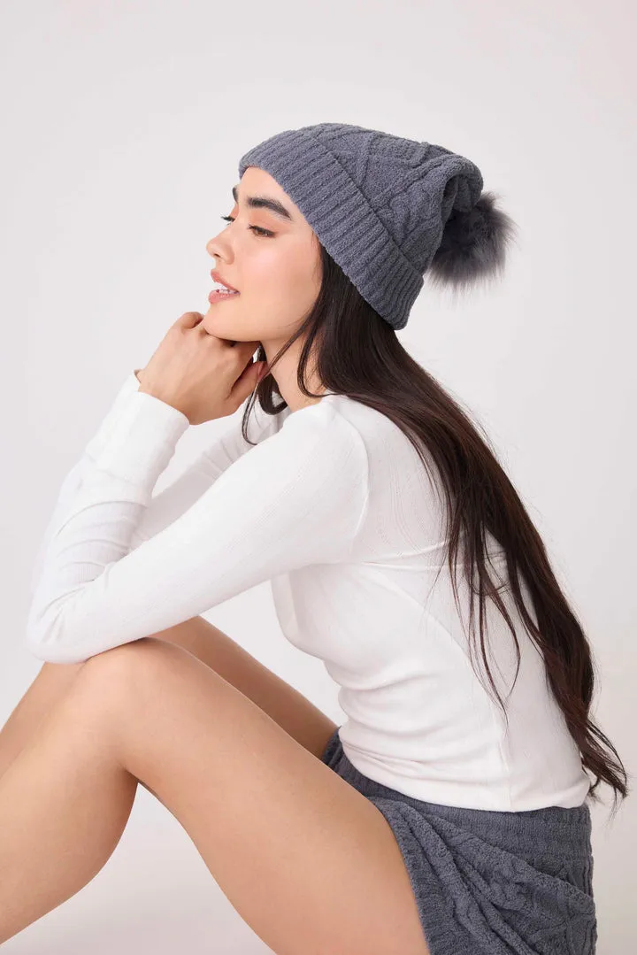 Charcoal Chenille Cozy Cable Beanie