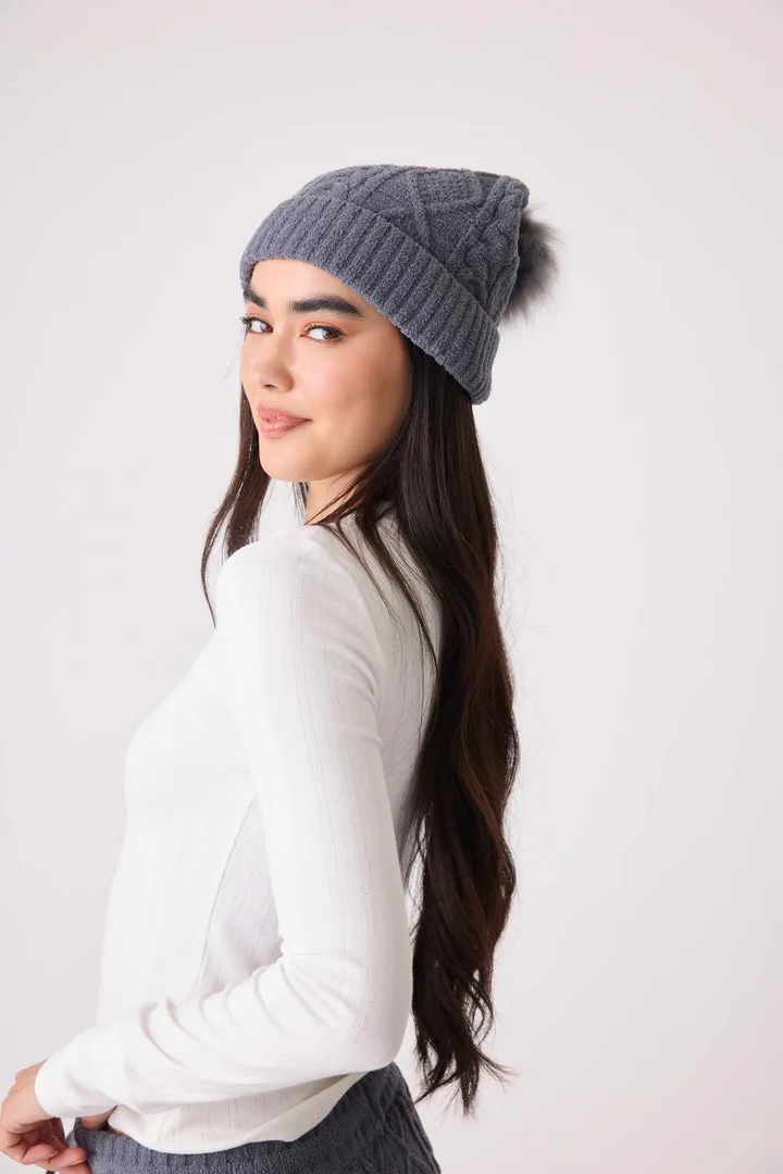 Charcoal Chenille Cozy Cable Beanie