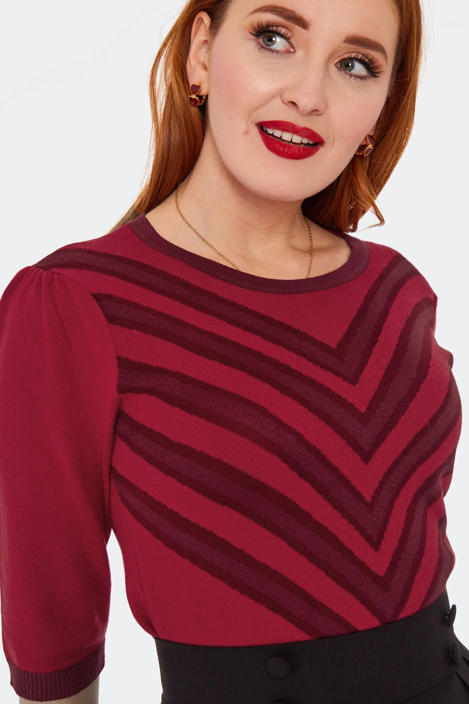 Chevron Sweater in Red by Voodoo Vixen