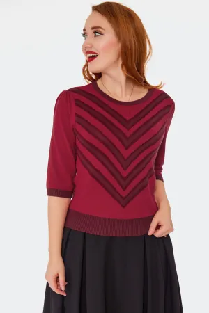 Chevron Sweater in Red by Voodoo Vixen