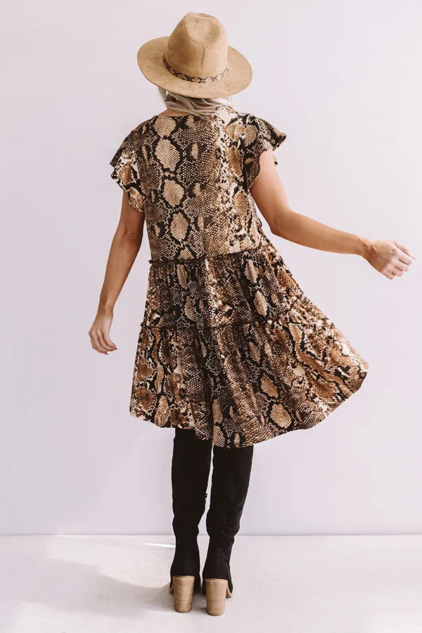 Chic On Command Snake Print Babydoll Dress