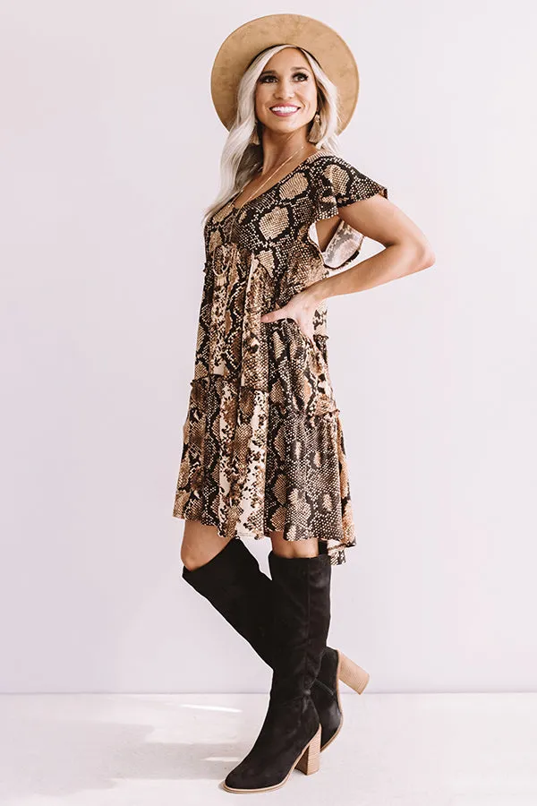 Chic On Command Snake Print Babydoll Dress