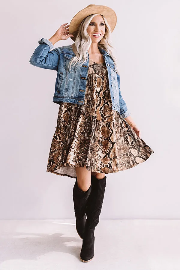 Chic On Command Snake Print Babydoll Dress