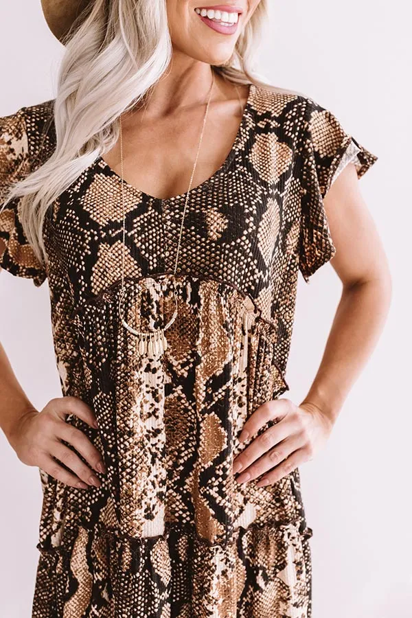 Chic On Command Snake Print Babydoll Dress