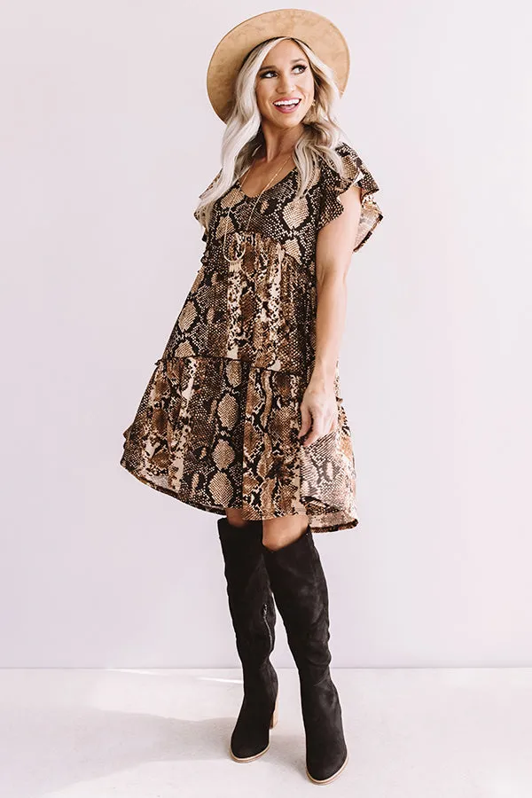 Chic On Command Snake Print Babydoll Dress